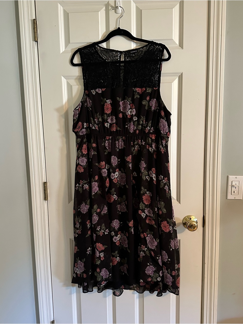 Label inside black lace garment